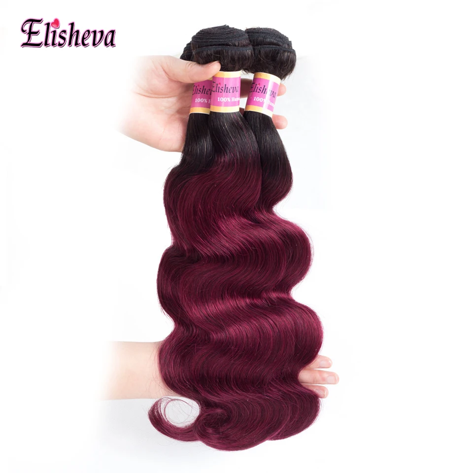 Elisheva перуанские волнистые пучки волос от светлого до темного цвета с фронтальным 1B/бордовый Remy человеческие волосы пучки с фронтальным заказ с сеткой