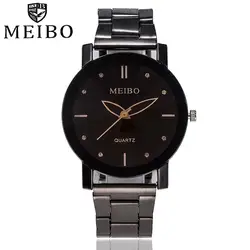 Модные женские туфли Нержавеющая сталь кварцевые часы Повседневное женские черные наручные часы MEIBO марка Relogio Feminino подарок