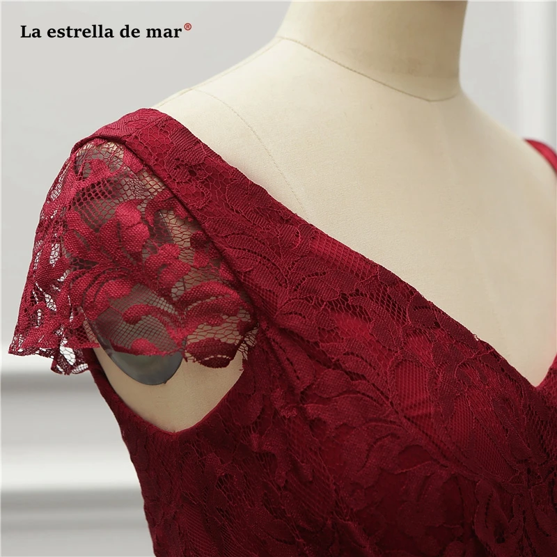 Vestido madrinha2019 новые кружевные шифоновые сексуальные с v-образным вырезом с коротким рукавом трапециевидные бордовые платья для подружки невесты длинные brautjungfernkleid