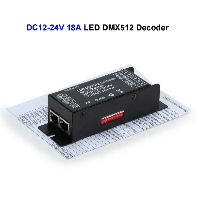 10pcs DC12V 24V 18A LED DMX512 Controller Decoder DMX For SMD 3528 5050