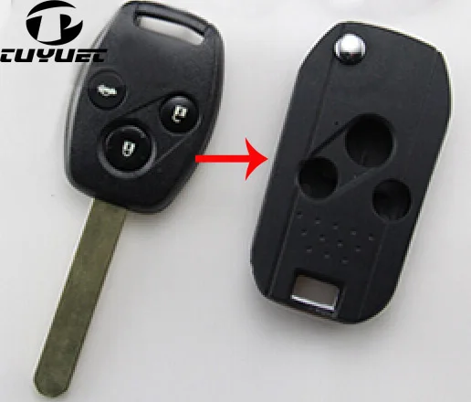 Modified Flip Folding 3 Buttons Remote Key Shell For Honda ACCORD CRV CIVIC Car Key Blanks 2 3 buttons remote car key shell fob fit for honda accord crv pilot civic 2003 2007 2008 2009 2010 2011 2012 2013 key case