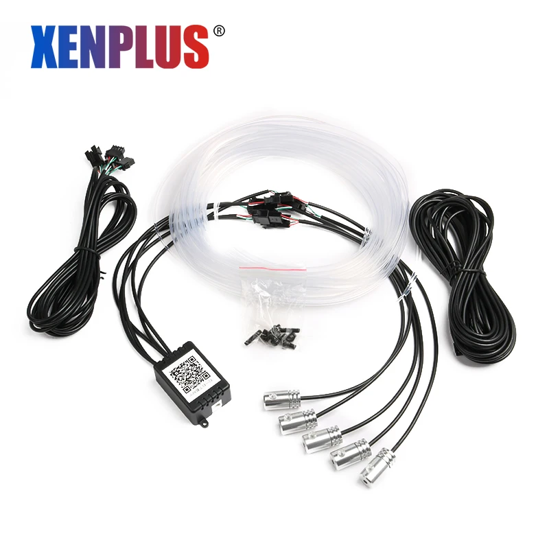 

Xenplus 4x 6M RGB LED Car Interior Light Multicolor EL Neon Strip Light Bluetooth Phone Smartphone-control Atmosphere Light 12V