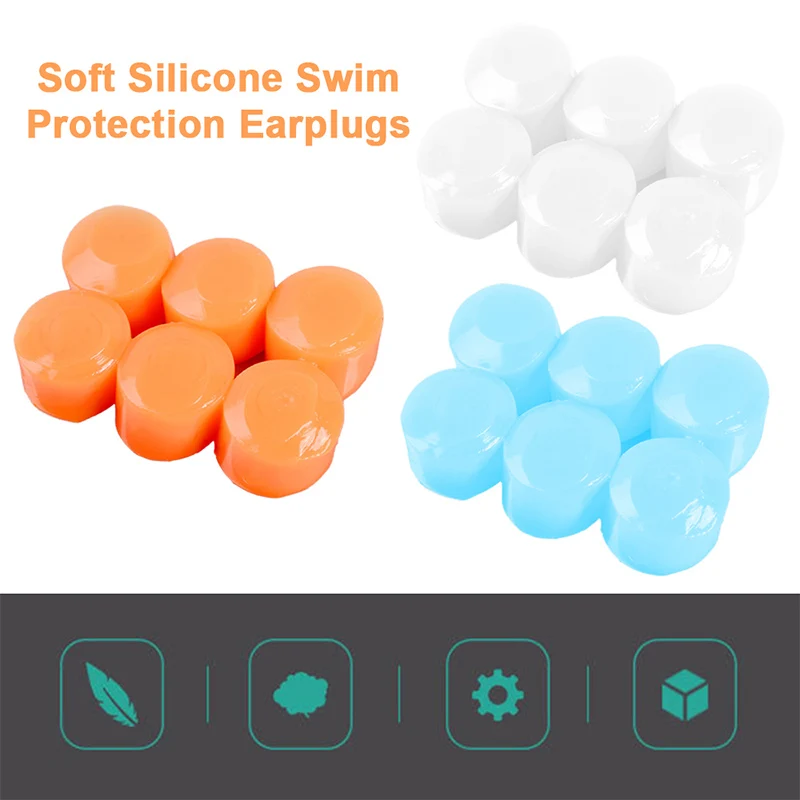 New Waterproof 6Pcs Silicone Soft Water Sports Earplugs Showering Protective Ear Plugs Swimming Earplugs Anti-noise Earmuffs