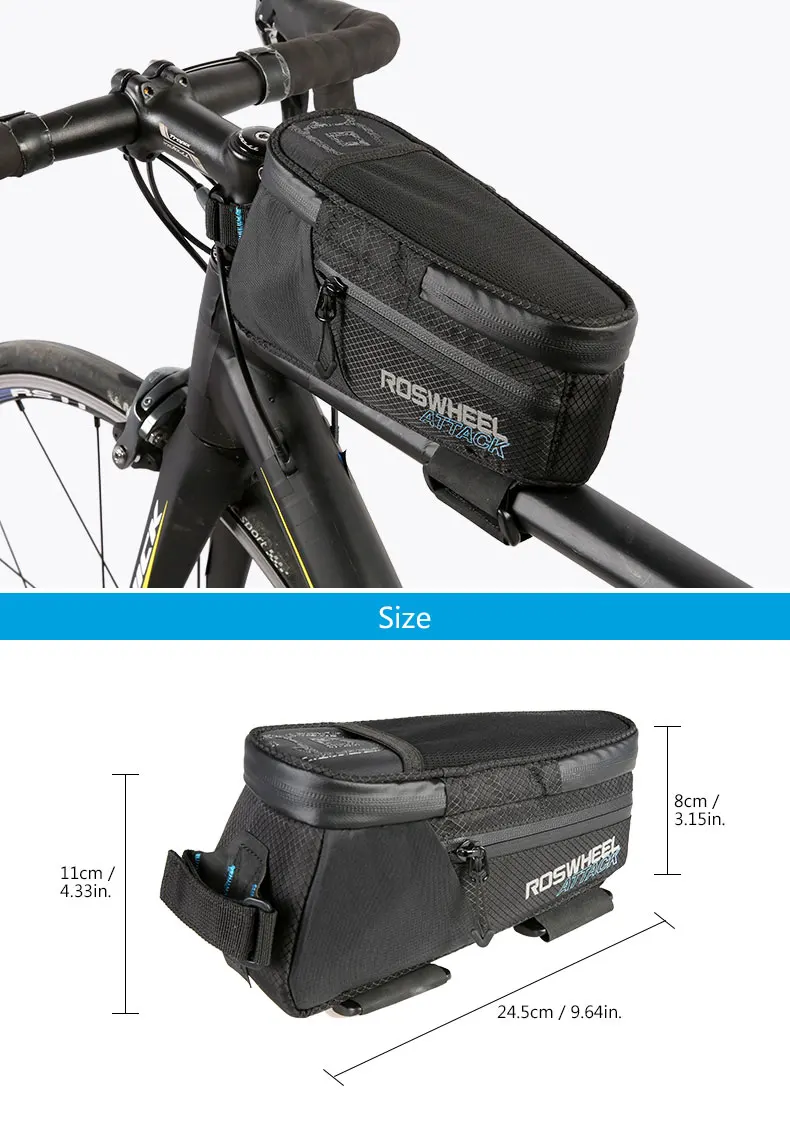 Flash Deal ROSWHEEL Bicycle Top Frame Bag Tube Pouch Pannier Cycling Carryings Pocket MTB Road Bike Cycle Parts Basket 121370 0