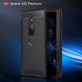 

10pcs/lot Business Case Carbon Fiber Brushed TPU Phone Back Case Cover For Sony Xperia XZ2 Premium