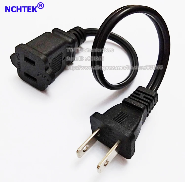 

NCHTEK USA Canada 2 Prong Male to Female Power Extension Cord, Nema 1-15P/1-15R Power Cable/Free shipping/2PCS
