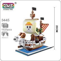 ZMS 3445 аниме одна деталь Луффи Going Merry пиратский корабль лодка 3D модель DIY Алмаз Мини строительство Nano Конструкторы Кирпичи Игрушка без