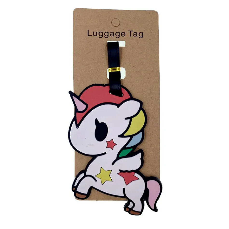 

Travel Accessories Portable Luggage Tags Kawaii Cartoon Unicorn Women Men Silica Gel Suitcase ID Addres Holder Baggage Boarding