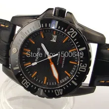 E994 Parnis PVD 43 мм черный циферблат Автоматическая 20atm Керамика Безель сапфировое стекло часы