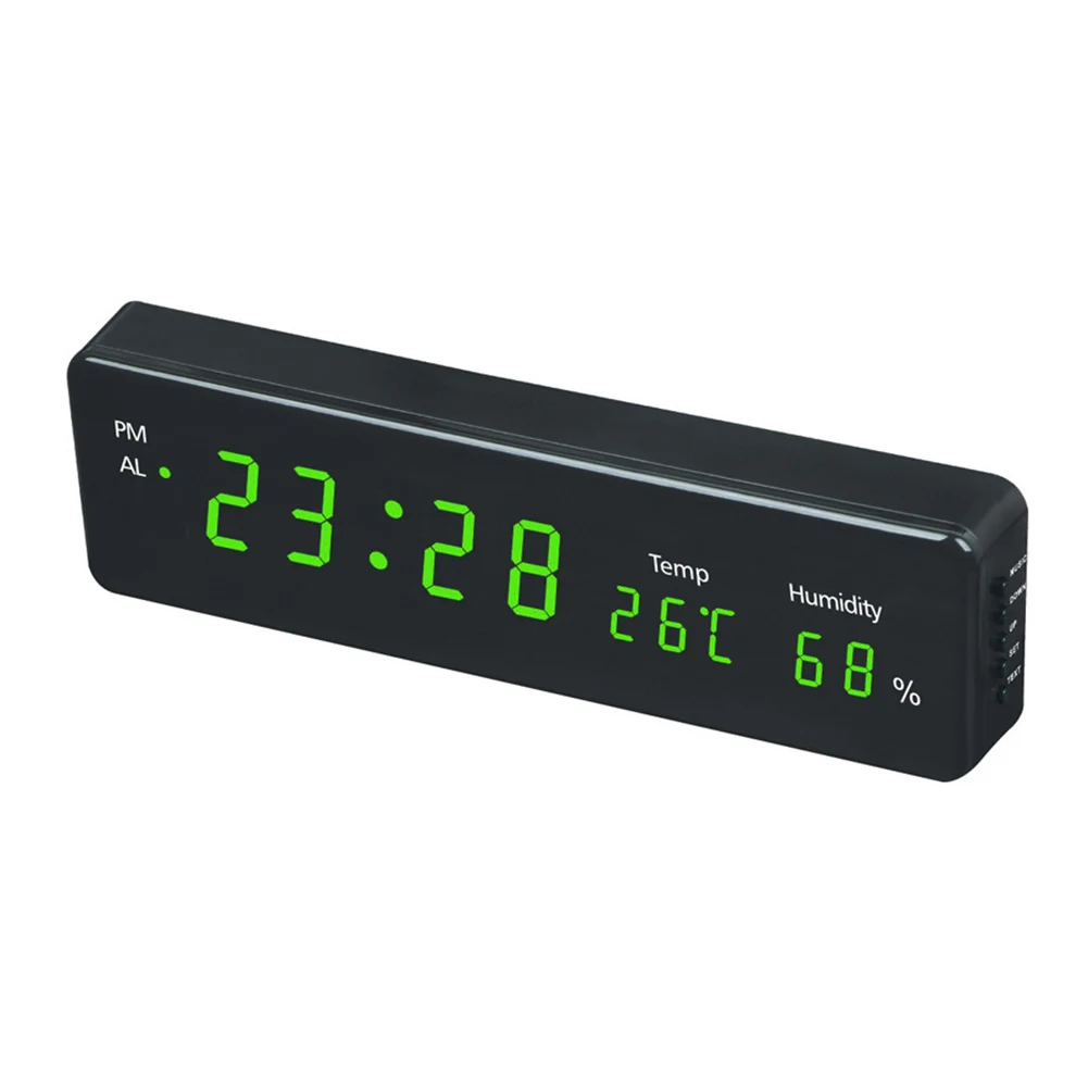 Electronic LED Digital Wall Clock With Temperature Humidity Display Home Clocks 