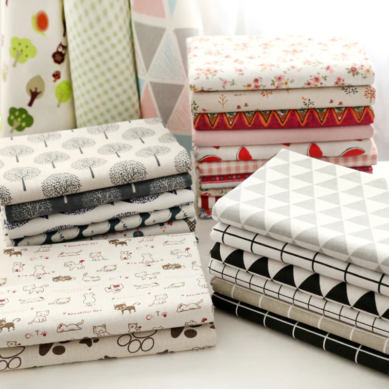 

62-80# 150cm Cartoon Floral Sparse Linen Cotton Fabric Vintage Cloth Fabrics for Patchwork Sew Tablecloth Curtain Pillow Textile