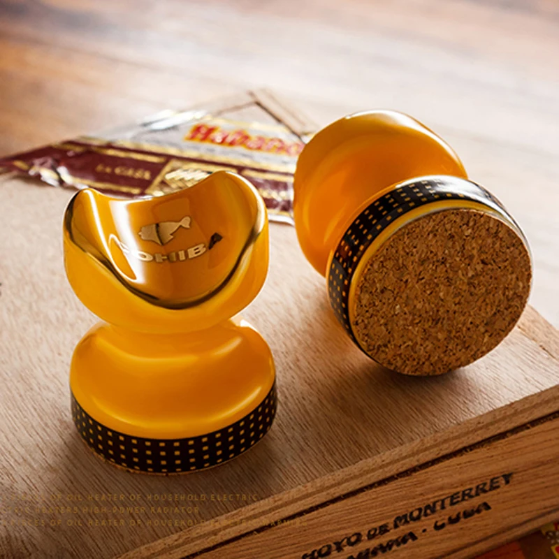 

2PCS COHIBA Portable Cigar Tray Ceramic Table Cigar Holder Cigar Ashtray Rest Cigarette Support