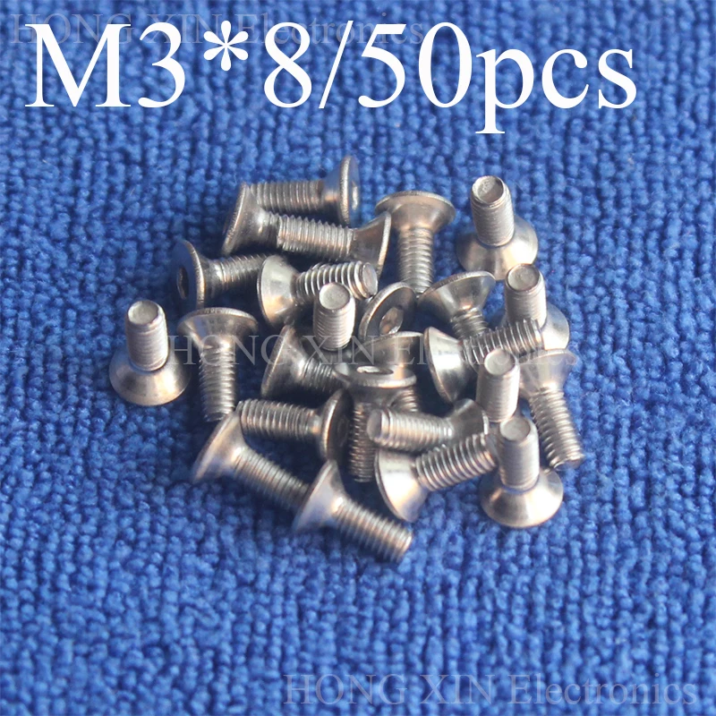 

50Pcs M3*8 Flat Head Stainless Steel SS304 Machine Countersunk Screw Bolt Fastener Allen Key Head hex socket countersunk head