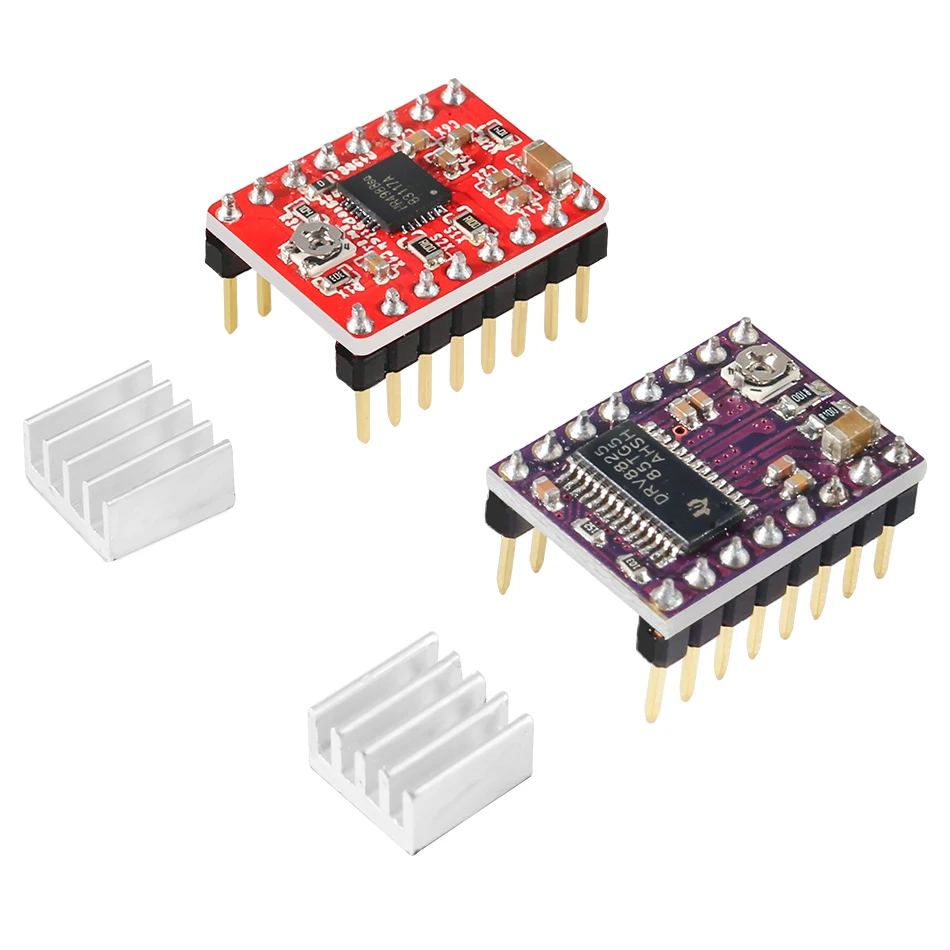 4 шт. A4988 DRV8825 Драйвер шагового двигателя с радиатором 3D-принтер части StepStick Перевозчик Reprap RAMPS 1,4 1,5 1,6