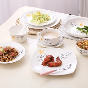 

Fashion Ceramic Creative Western Steak Plate Rice Bowl Cake Plate Vegetable Plate Domestic Fruit Salad Breakfast Dinner Plates