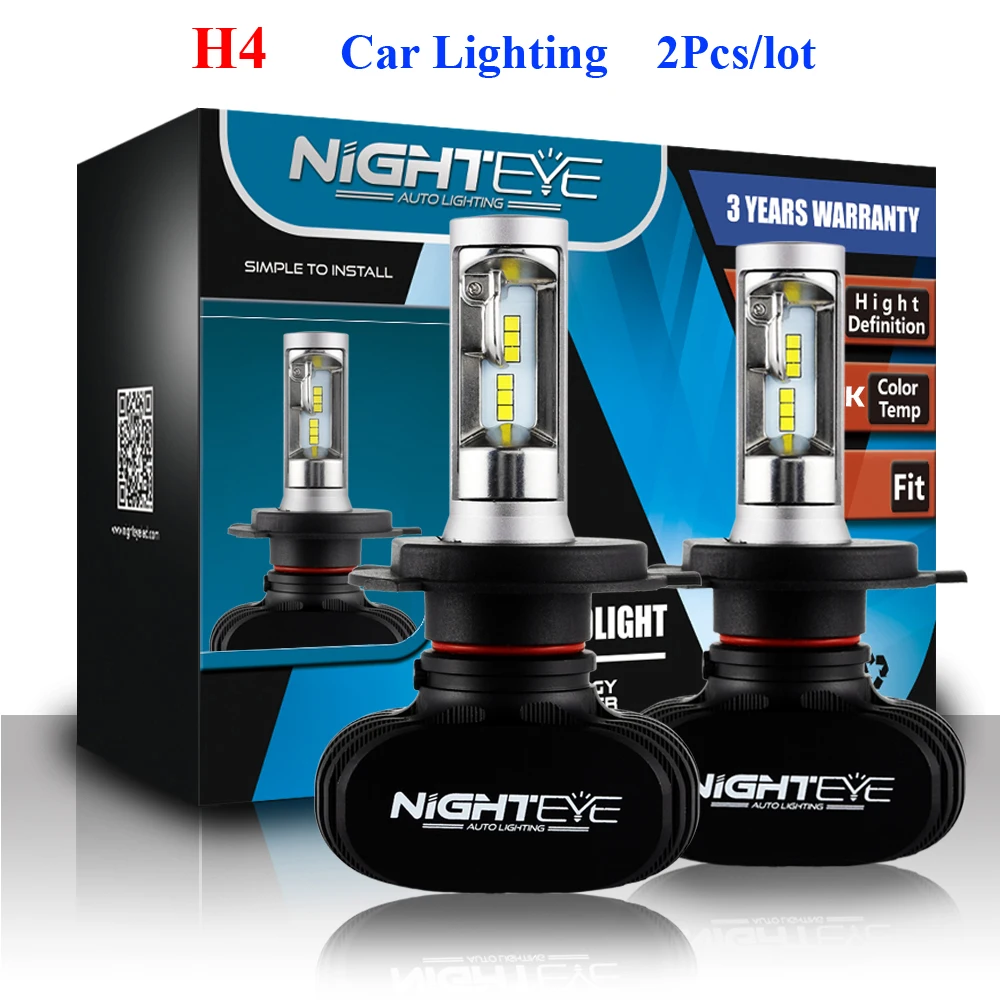 NIGHTEYE Car Headlight Kit LED H4 Hi/Lo 50W/set 8000lm CSP Chips Bulb