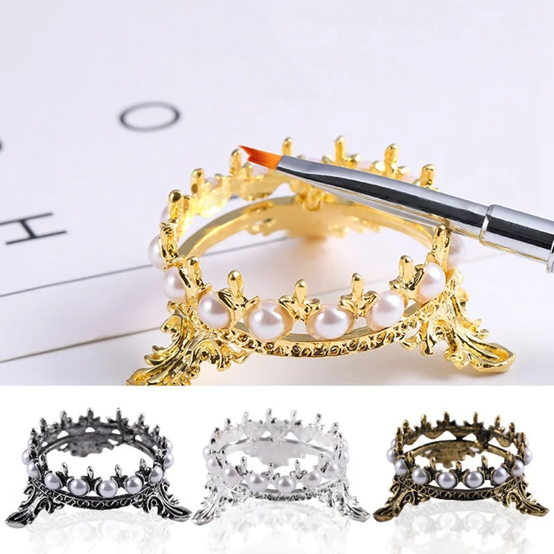 

Crown Pearls Design Pencil Pens Brushs Stand Rack Decoration Salon Home DIY Manicure Nail Carving Drawing Pens Brushes Holder