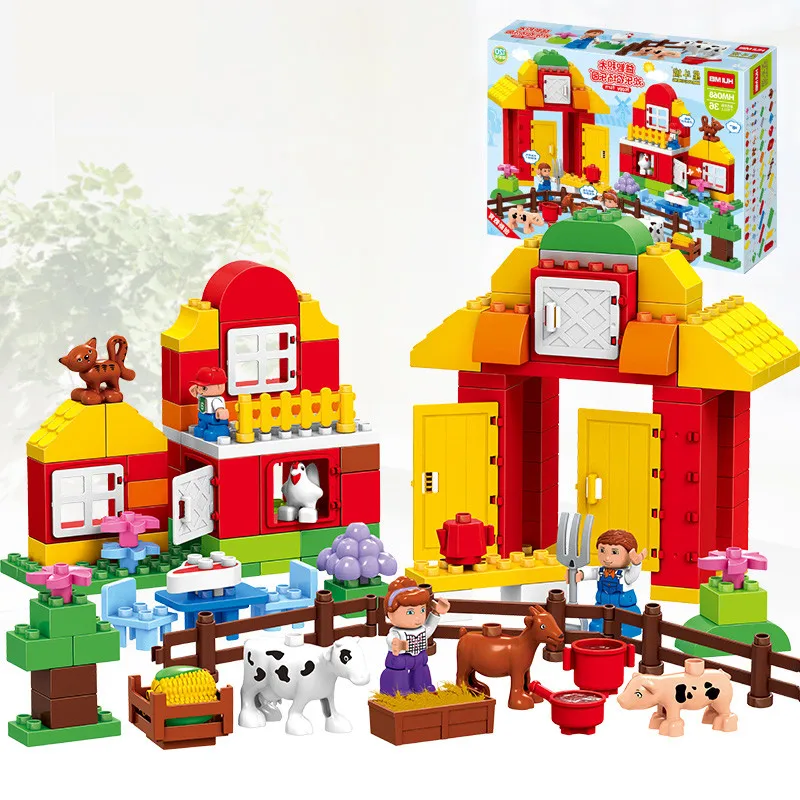 

120pcs Large Building Blocks Farm Animals Role Play Toys Children Gift Compatible with Duplo
