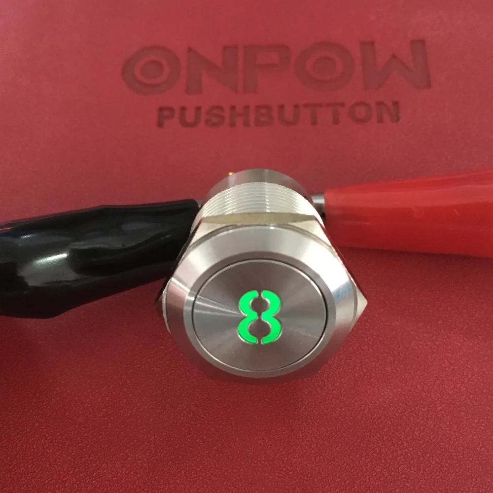 ONPOW 19mm IP65 1NO1NC Number Eight Symbol illuminated Stainless Steel Push Button Switch (LAS1GQ-11D/G/12V/S/8) CE RoHS | Обустройство