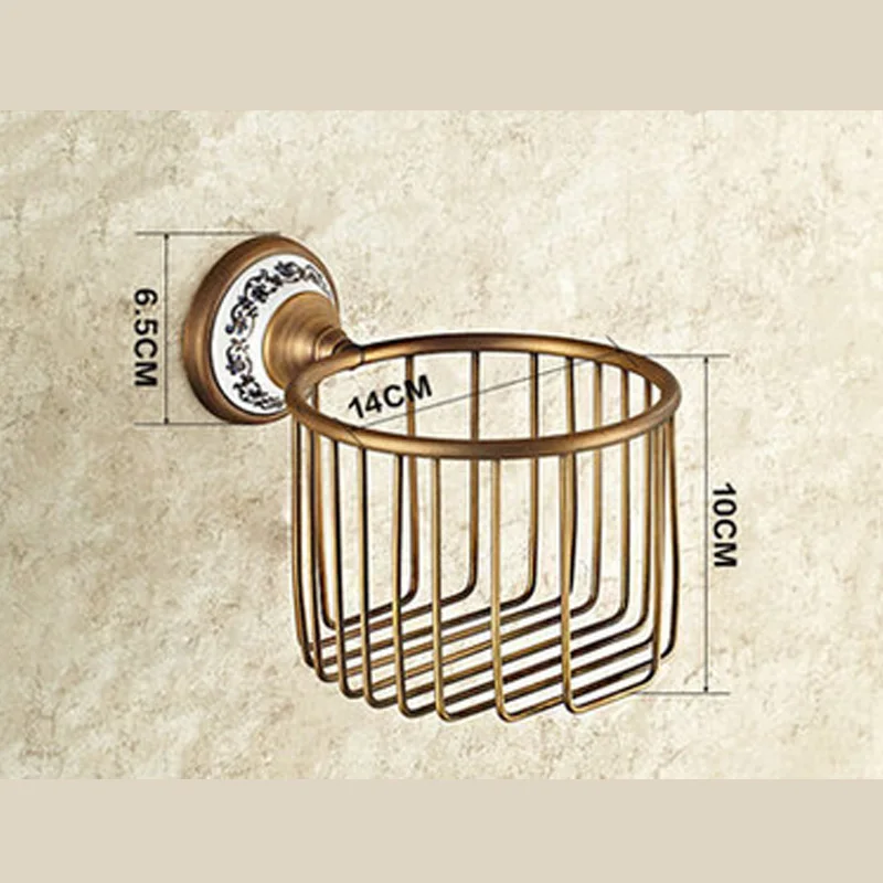 Подвесная полка для ванной, антикварное(винтажное) полотенце в европейском стиле, винтажные латунные полки для ванной, Ретро Медный подлокотник, J17720 - Цвет: Tissue basket