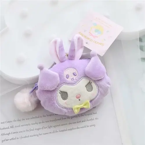 Sanrio, Hello Kitty My Melody Cinnamoroll Марка pom-Pom Purin мультфильм плюшевые сумки для монет Милая цепочка для ключей бумажник сумка для девочек Подарки - Цвет: 4