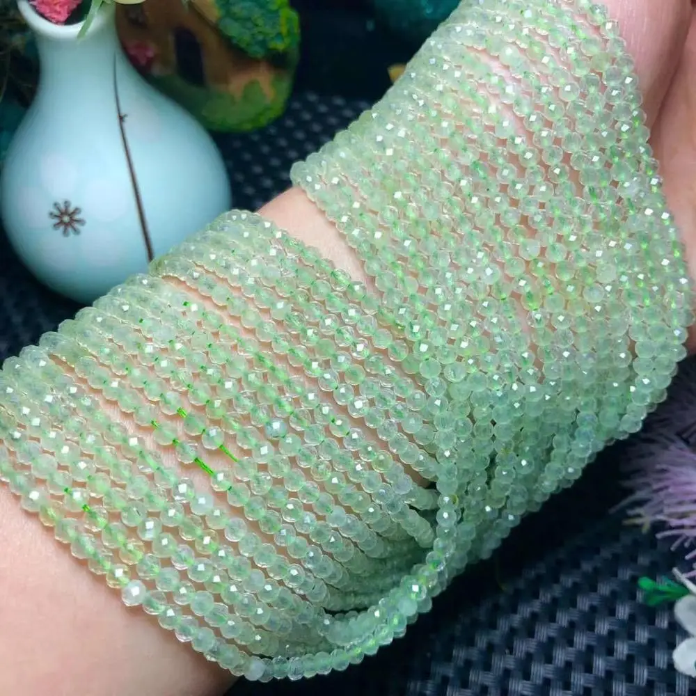 

Natural Prehnitee Green Grape Faceted 3MM Round loose Gem Stone Beads for Diy Bracelet Woman Necklace Jewelry Making 15"g