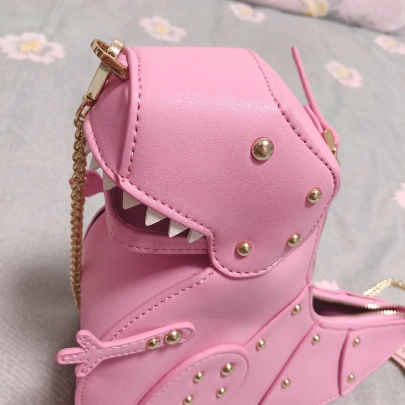 Мультфильм динозавра сумка заклепки цепи для девочек подростков Crossbody девушка