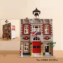 H HXY In Stock 2313Pcs 1504 City Street Fire Brigade Model Building Kits Blocks Bricks Lepin