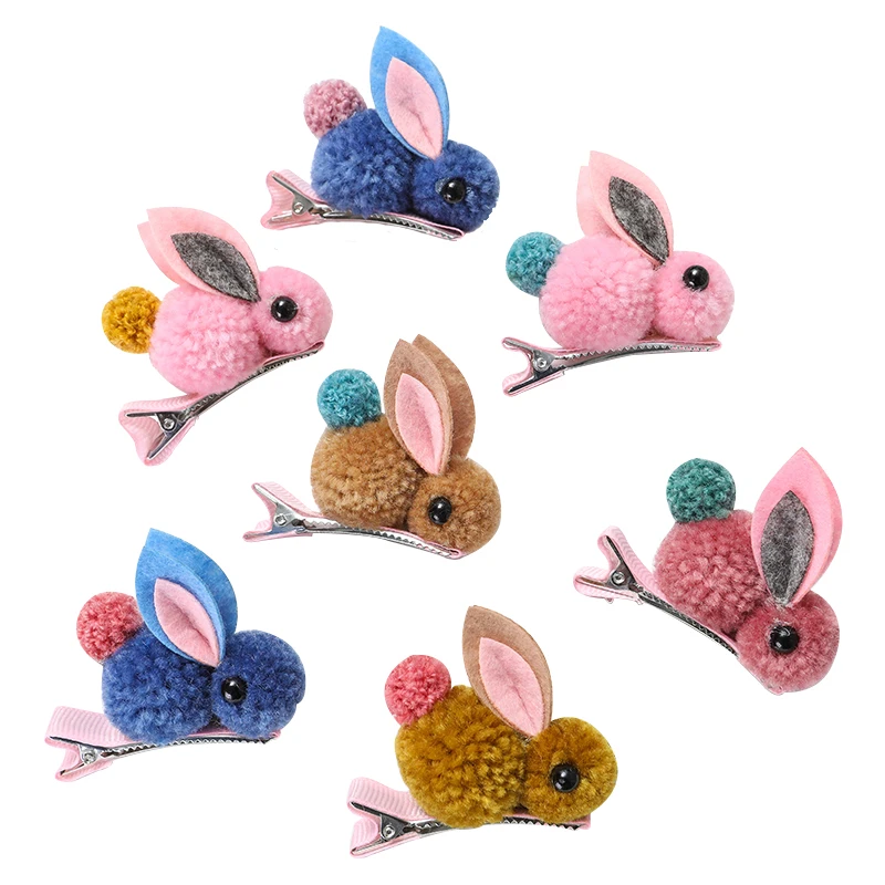 New Cute Cartoon Coral Fleece Rabbit Winter Children Elastic Hair Bands Rope Girls Hairpins For Kids Accessories | Детская одежда и