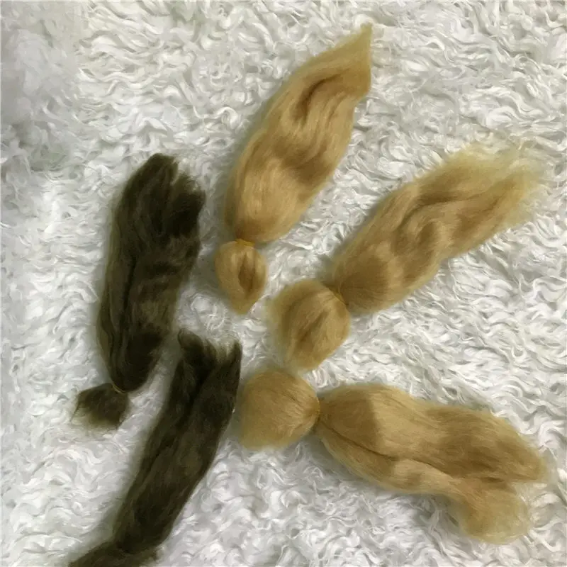 Чистый мохер Reborn Baby Doll волосы с темно-коричневым/золотым цветом подходит для DIY Reborn парик для куклы-ребенка легко мыть и корень