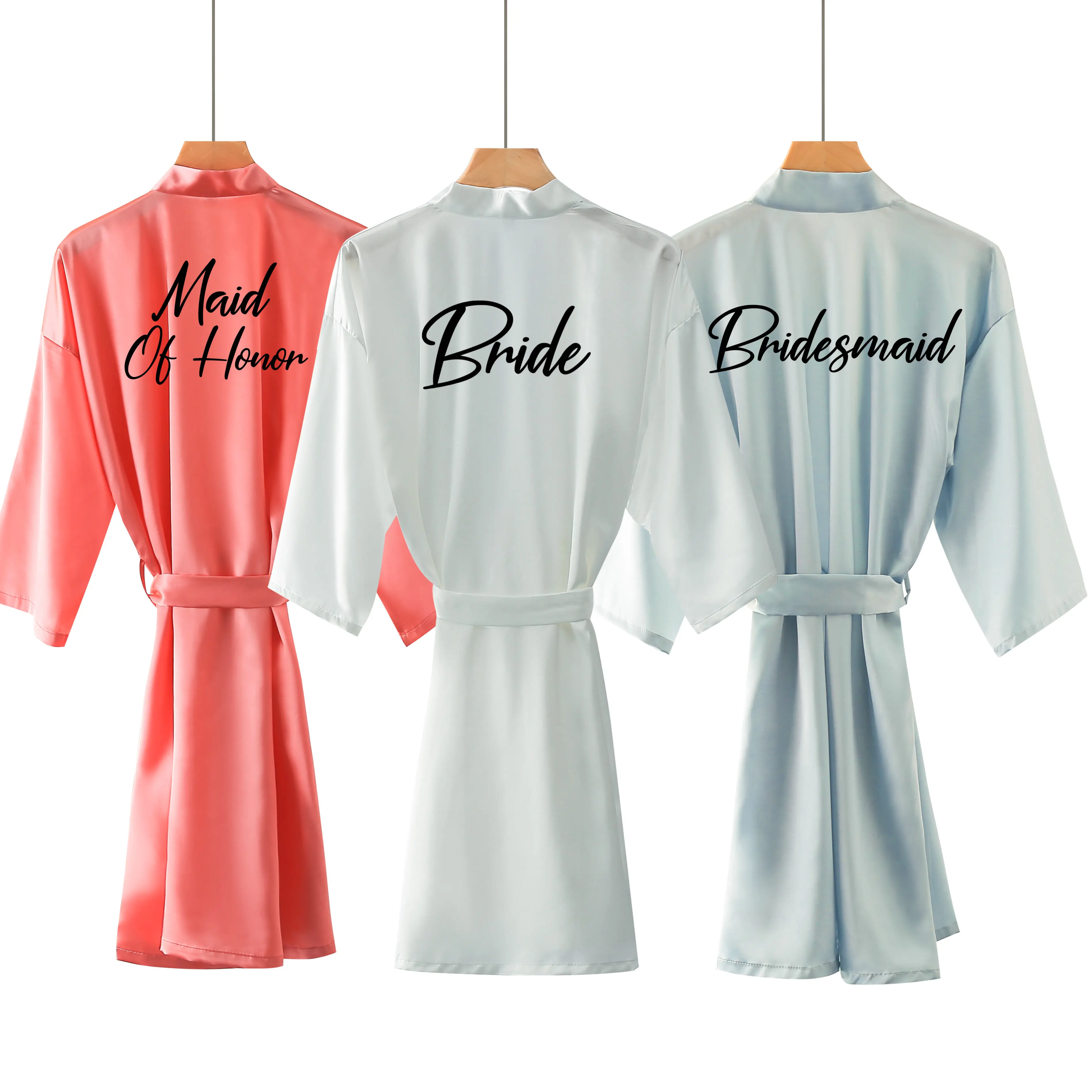 

YUXINBRIDAL Blush robe Satin Silk bride robe Wedding Robe Bridesmaid Bride Dressing Gown bridesmaid robes