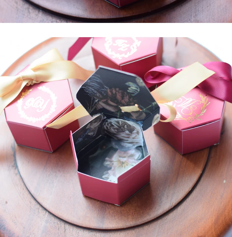 Новые Индивидуальные цвет красного вина Творческий мраморность Стиль конфеты коробки, свадебные сувениры украшения вечерние принадлежности для Бумага спасибо подарочная коробка