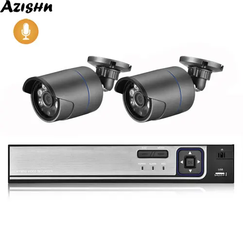 ZAISHN 8CH 4MP POE NVR H.265 CCTV система безопасности 2.0MP аудио запись 1080P наружная IP камера видеонаблюдения комплект видео - Цвет: 8CH NVR and 2 Camera