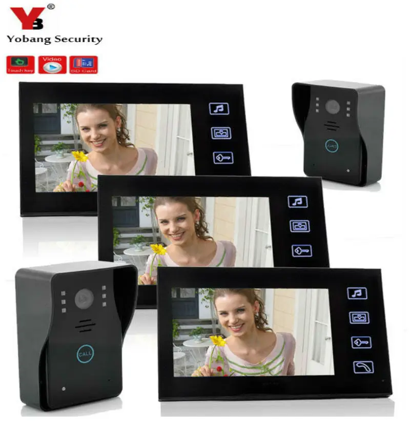 

YobangSecurity 7 Inches Wired Rainproof Video Door Phone Doorbell Door Chime with Video Recording and PhotoTaking Function