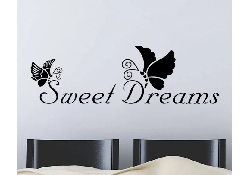 

Wall Decors Sweet Dreams Quote Sticker Mural Butterfly Carving Bed Room Accessories Room Bedroom