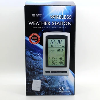 

9in1 Wireless Weather Station 4.9" LCD Moon Phase Barometer Temperature Humidity Guage Meter Snooze Alarm Clock Weather Forecast