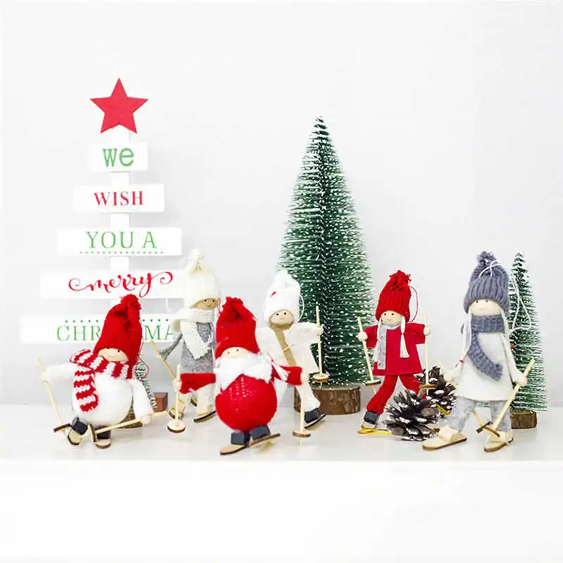 Kawaii Christmas Angel Girl Ski Pendant Christmas Tree Decoration For Home Xmas Cute Doll Party Decoration Kids Gift #2o24 (2)