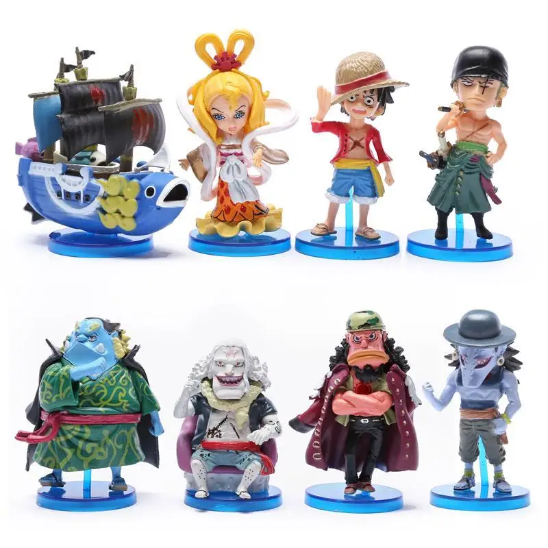 

Anime One Piece Toys The fish men island Luffy Zoro Jinbe Hordy Jones PVC Figures 8cm 8pcs/set OPFG416
