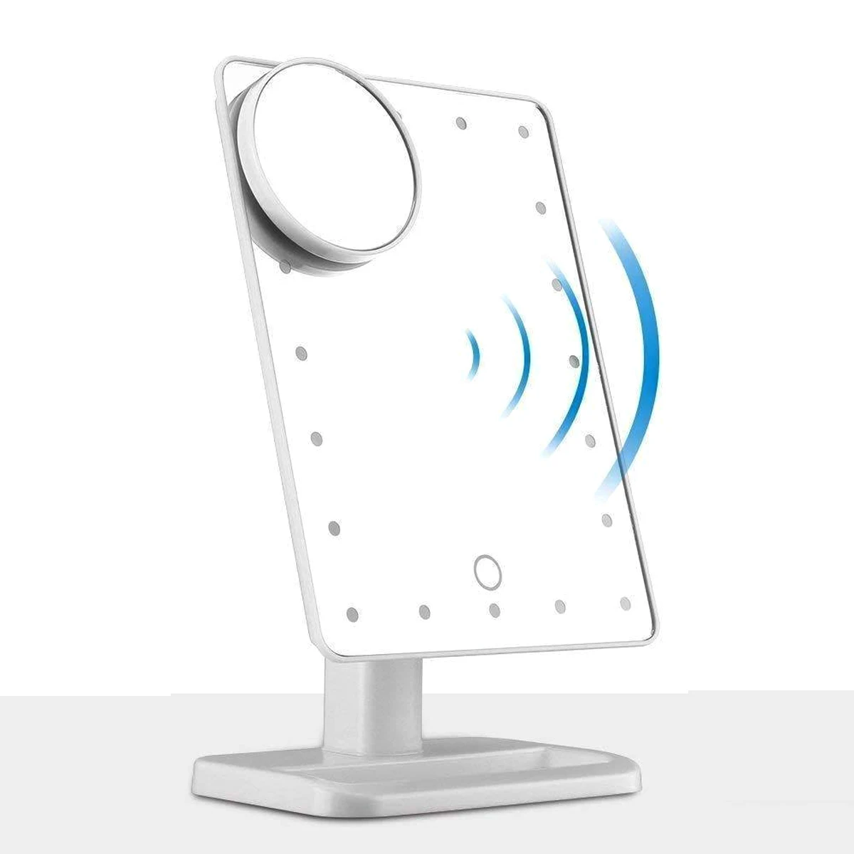 Bluetooth динамик светодиодный макияж зеркало Смарт музыкальный 20 огней сенсорный экран Регулируемый туалетный столик макияж зеркало с 10x Лупа