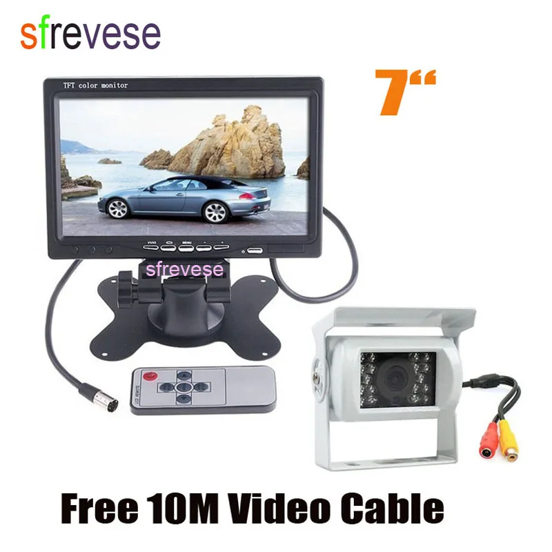 

7" LCD Monitor Car Rear View Kit + 18 LED IR Night Vision CCD Parking Backup Reversing Camera for Bus Truck Motorhome