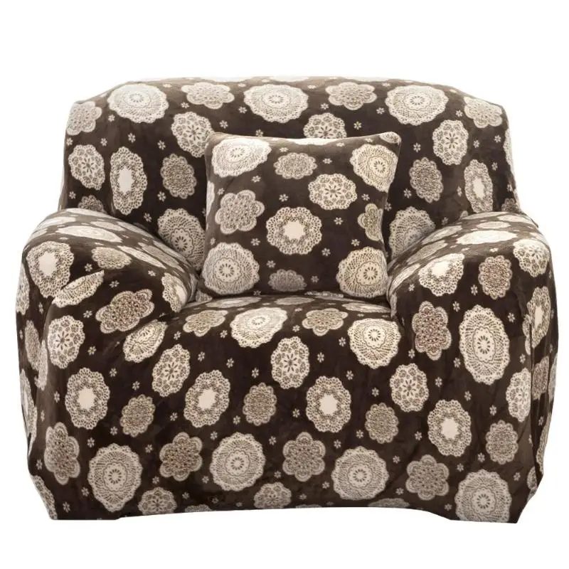 Утолщенный флисовый эластичный чехол для дивана, эластичный чехол для дивана с цветочным принтом, чехол для мебели