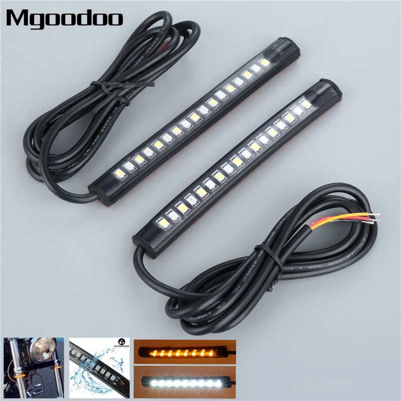 

Mgoodoo Car Motorcycle Fork Light Strips Tail Brake Turn Signal Light Strip 17LED License Plate Stop Lights