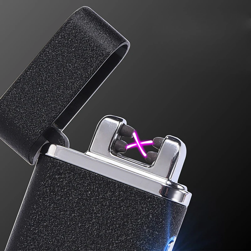 803 Creative Metal Dual arc USB Rechargeable Lighter With Fingerprint