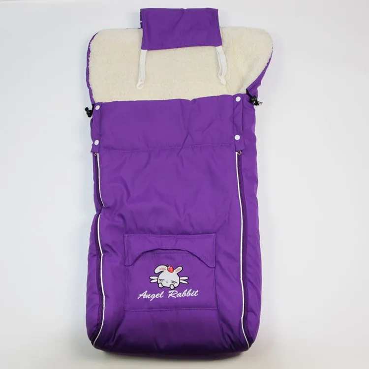 Хлопковый зимний спальный мешок для детской коляски, теплый Конверт для новорожденных девочек и мальчиков, 3 цвета, подходит для детей 0-2 лет - Цвет: Фиолетовый