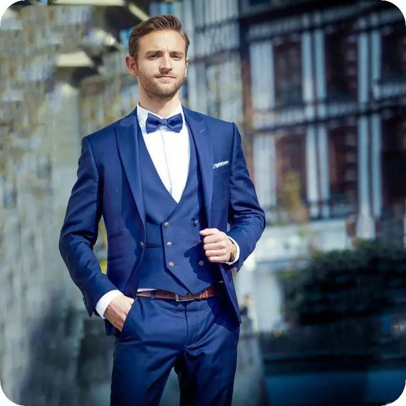 

Handsome Groomsmen Peak Lapel Groom Tuxedos Mens Wedding Dress Man Jacket Blazer Prom Dinner (Jacket+Pants+Tie+Vest) A196