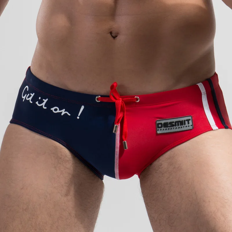 Koop 2018 Sexy mannen Zwembroek Swimwear Mannen bikini man Lage Taille Zwembroek Voor Heren Badpak Mannen Merk DESMIIT M XXL