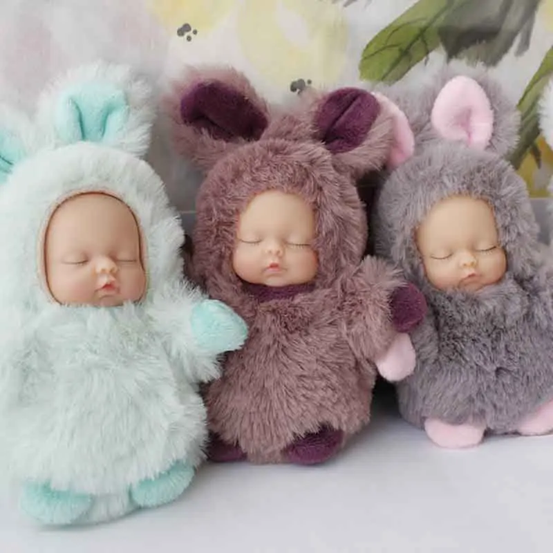 

9cm Super Fashion Plush Baby Bear Baby Rabbit Stuffed Toy Bag Plush Ornaments Key Pendant Toys