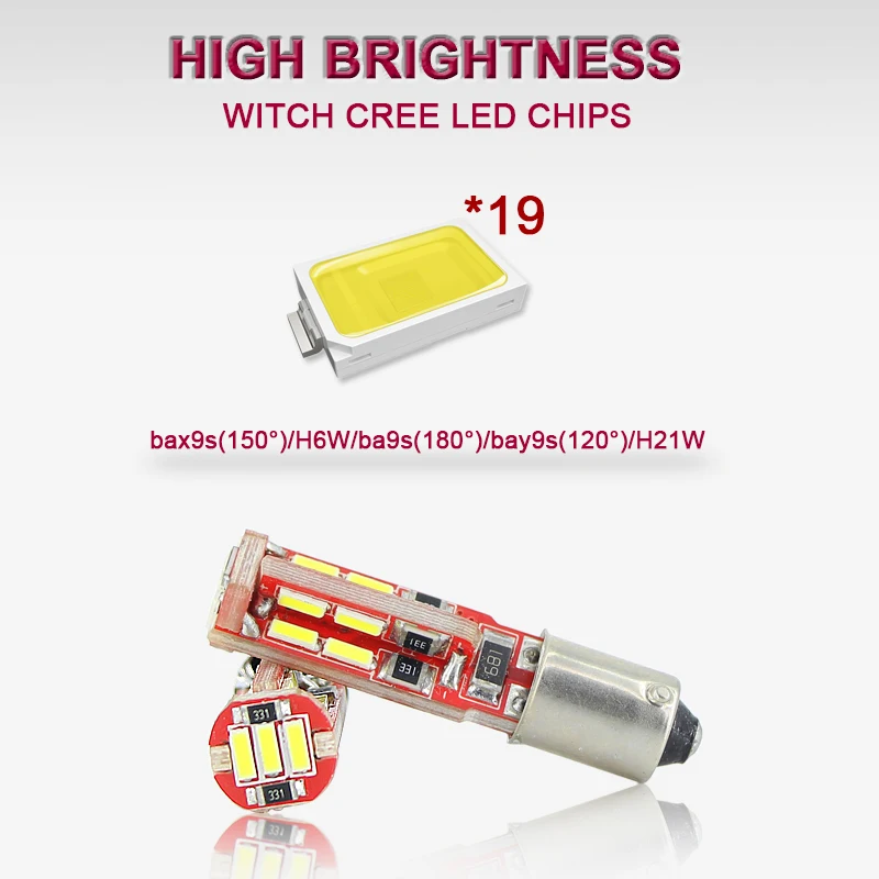 SAARMAT Plug & Play 2x Led лампа BAX9S H6W 6000K белый 19SMD чип Canbus без ошибок светодиодные