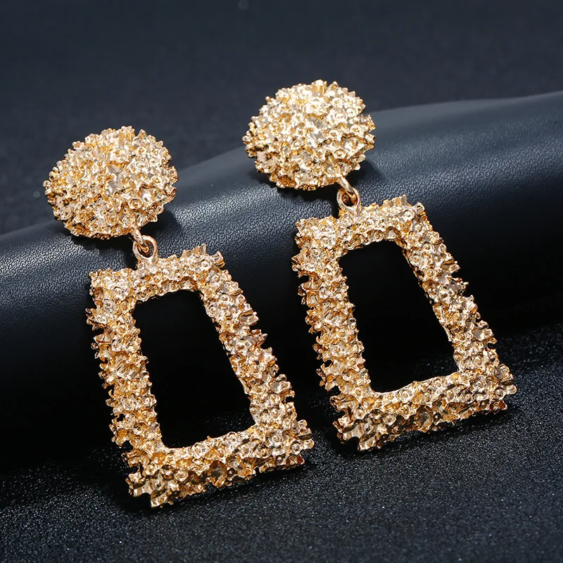 

2019 Newest Fashion Women Earrings European Design Trendy Simple Geometric Metal Drop Earrings Summer Accessories