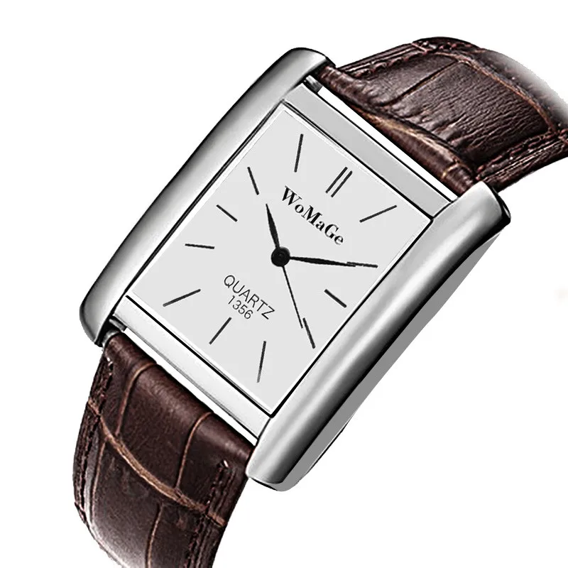 Мужские часы, прямоугольные кварцевые часы с кожаным ремешком, элегантные мужские часы, роскошные женские наручные часы orologio uomo saati
